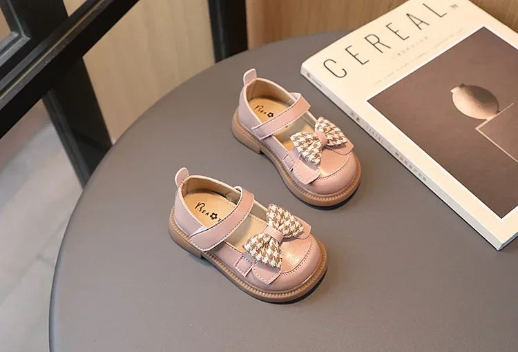 2024 Baby Girls Leather Shoes Spring and Autumn Soft Bottom Princess Bow-knot Casual Toddlers Kids Fashion Baby First Walkers