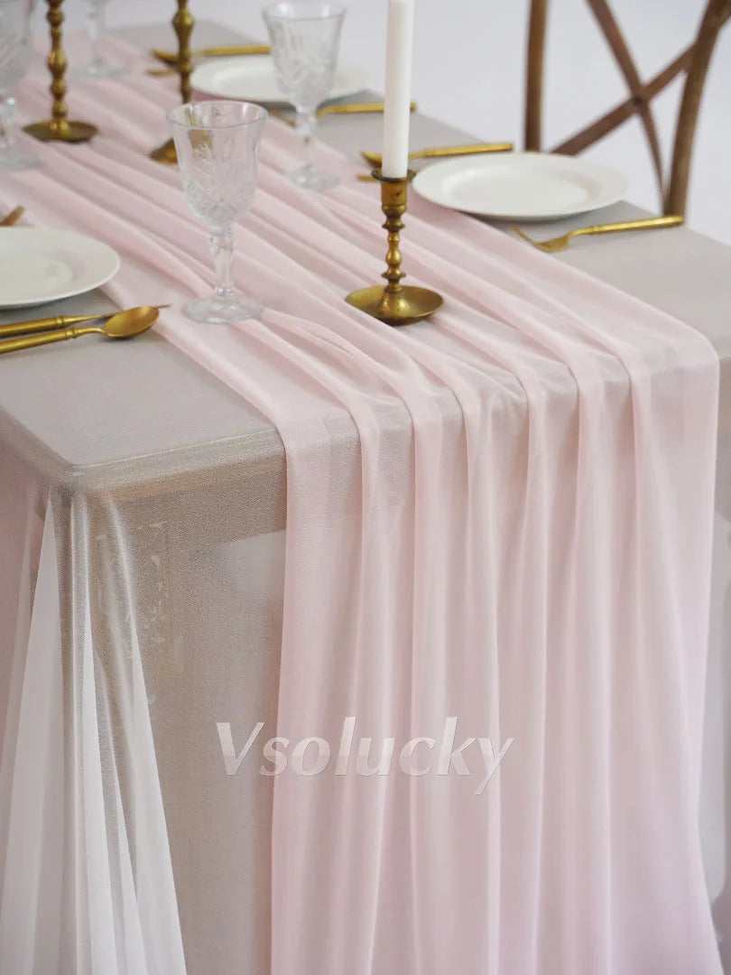Sheer Table Runner Light Blue for Birthday Party Wedding Thanksgiving Halloween Home Dining Decorations