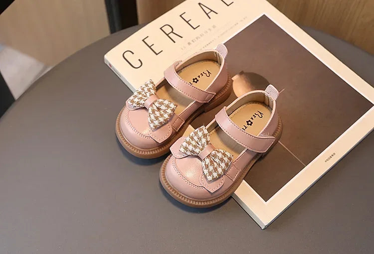 2024 Baby Girls Leather Shoes Spring and Autumn Soft Bottom Princess Bow-knot Casual Toddlers Kids Fashion Baby First Walkers