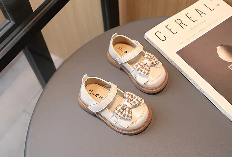 2024 Baby Girls Leather Shoes Spring and Autumn Soft Bottom Princess Bow-knot Casual Toddlers Kids Fashion Baby First Walkers