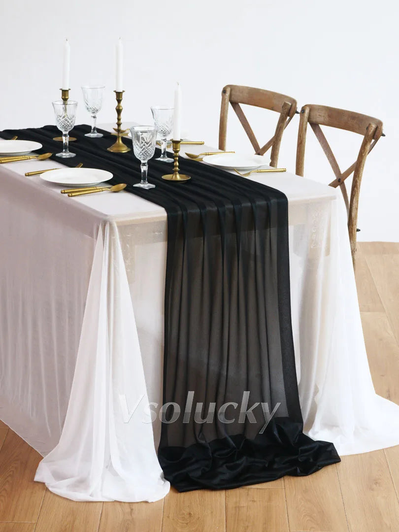 Sheer Table Runner Light Blue for Birthday Party Wedding Thanksgiving Halloween Home Dining Decorations