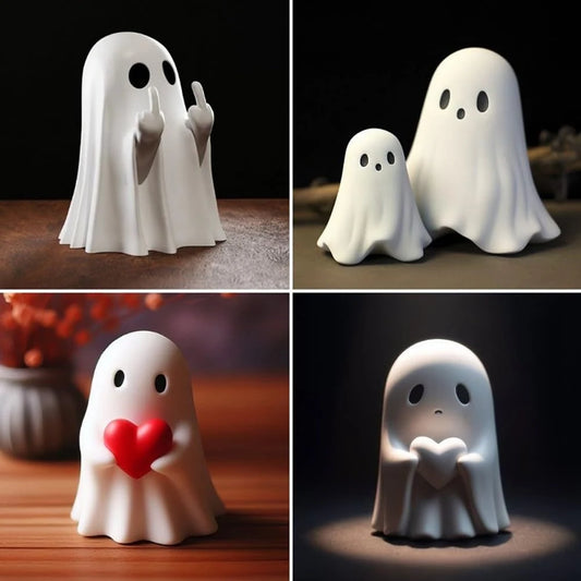 Middle Finger Cute Ghost Statue Ghosts Small Scary Ghost Figurines Halloween Home Decorations Halloween Ornaments