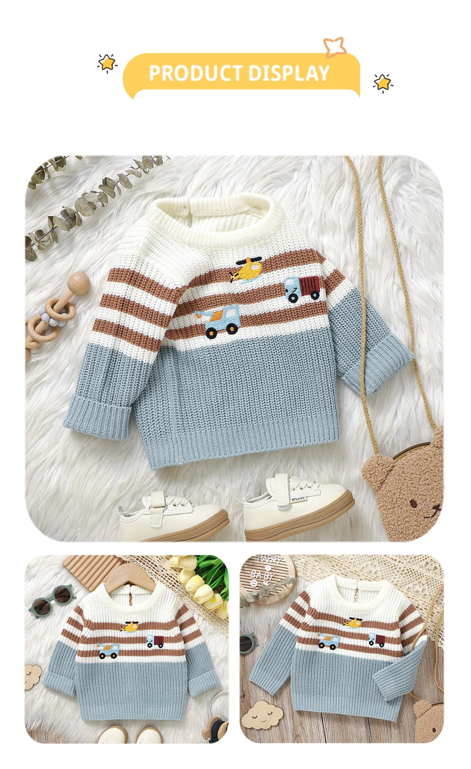 Baby Girls Knitted Sweaters Autumn Casual Round Neck Long Sleeve Newborn Infant Boys Pullovers Jumpers 1-3Y Toddler Knitwear Top