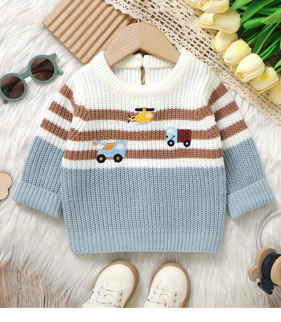 Baby Girls Knitted Sweaters Autumn Casual Round Neck Long Sleeve Newborn Infant Boys Pullovers Jumpers 1-3Y Toddler Knitwear Top