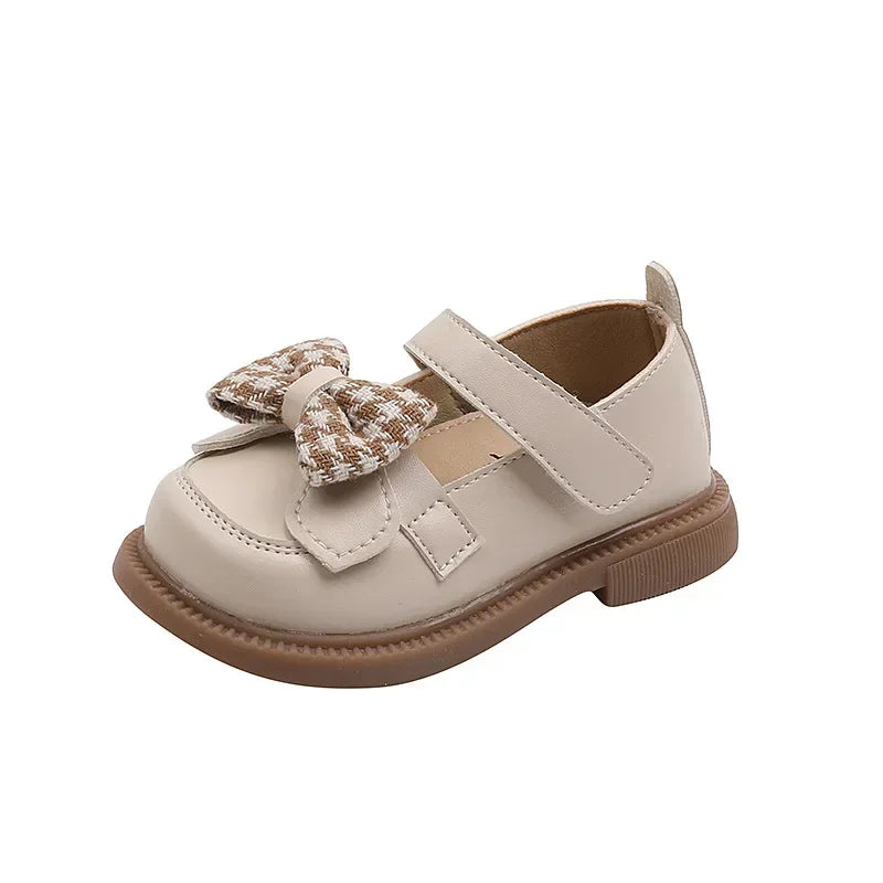 2024 Baby Girls Leather Shoes Spring and Autumn Soft Bottom Princess Bow-knot Casual Toddlers Kids Fashion Baby First Walkers