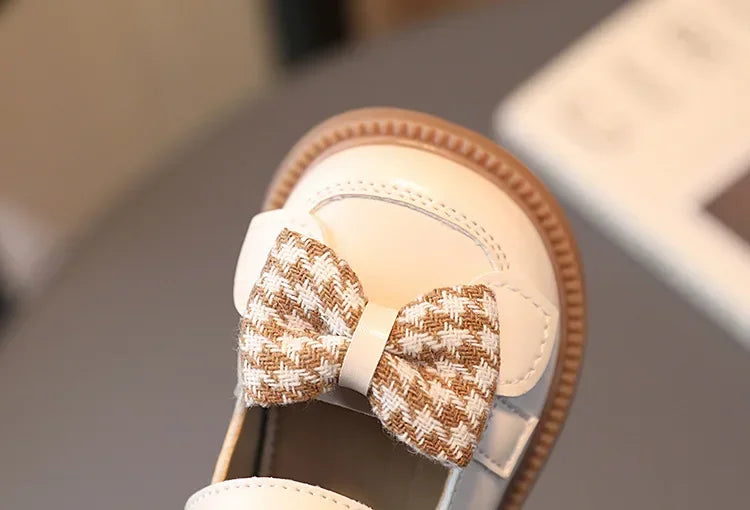 2024 Baby Girls Leather Shoes Spring and Autumn Soft Bottom Princess Bow-knot Casual Toddlers Kids Fashion Baby First Walkers