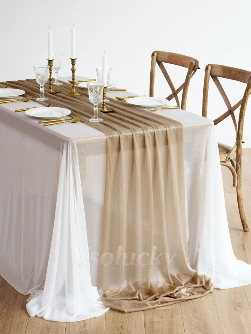 Sheer Table Runner Light Blue for Birthday Party Wedding Thanksgiving Halloween Home Dining Decorations