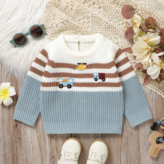 Baby Girls Knitted Sweaters Autumn Casual Round Neck Long Sleeve Newborn Infant Boys Pullovers Jumpers 1-3Y Toddler Knitwear Top