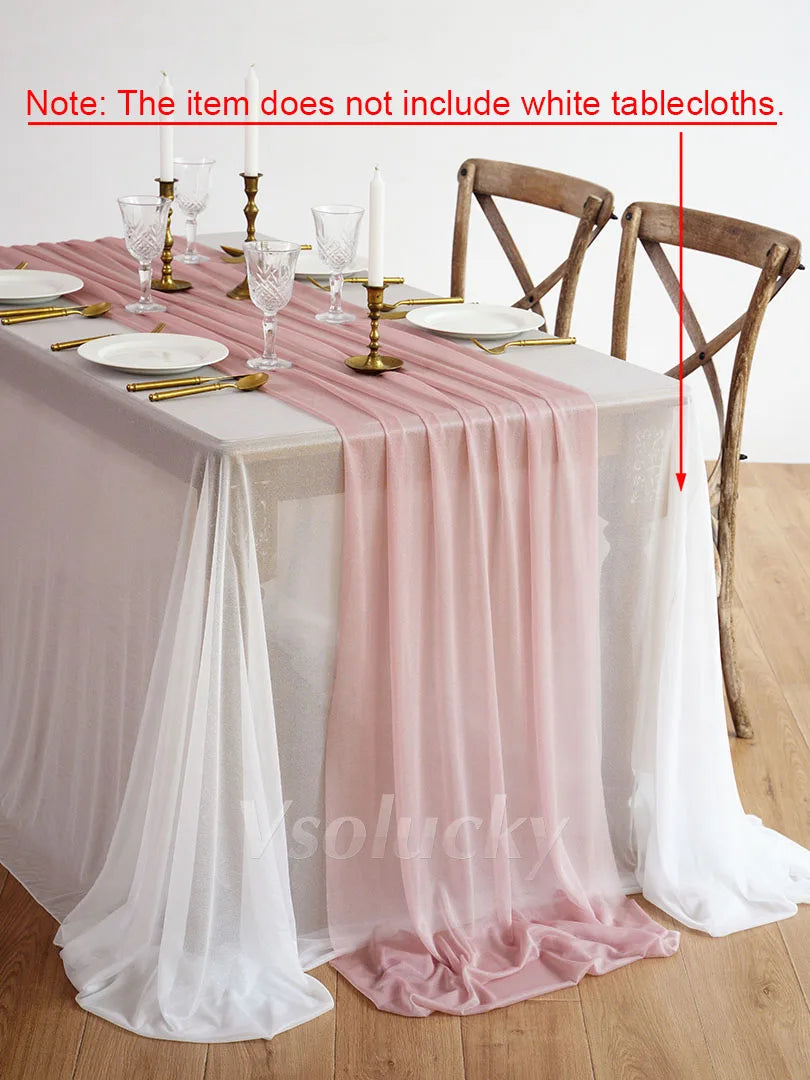 Sheer Table Runner Light Blue for Birthday Party Wedding Thanksgiving Halloween Home Dining Decorations