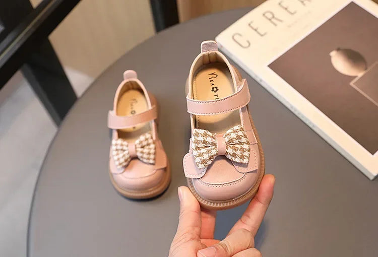 2024 Baby Girls Leather Shoes Spring and Autumn Soft Bottom Princess Bow-knot Casual Toddlers Kids Fashion Baby First Walkers