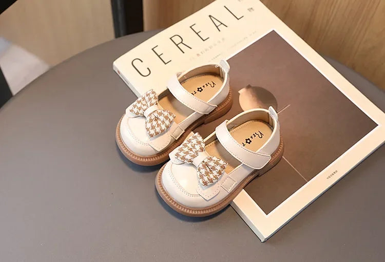 2024 Baby Girls Leather Shoes Spring and Autumn Soft Bottom Princess Bow-knot Casual Toddlers Kids Fashion Baby First Walkers