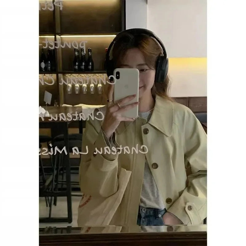 Autumn Winter Women's Fashion Trench Coat New 2024 Single row buckle Female Windbreaker Coats Mid length Khaki Versatile Outwear