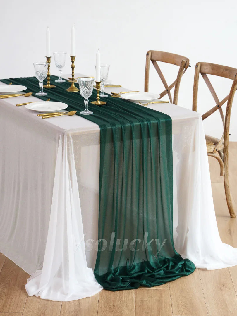 Sheer Table Runner Light Blue for Birthday Party Wedding Thanksgiving Halloween Home Dining Decorations